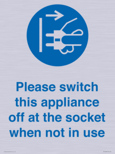 Please switch this appliance off at the socket when not in use